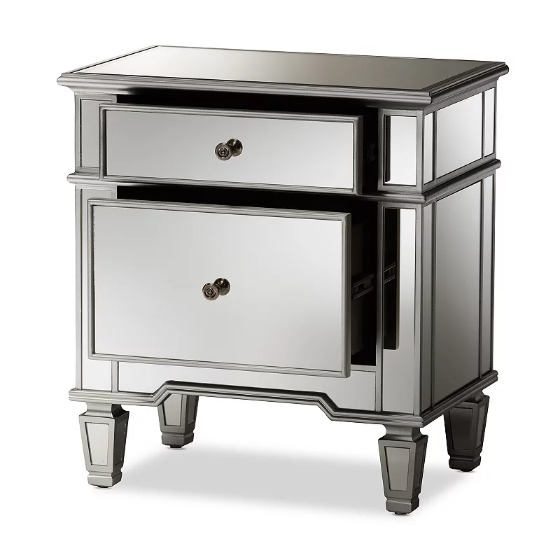 Baxton Studio Sussie Mirrored Nightstand