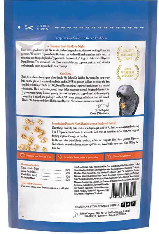 Lafeber Popcorn Nutri-Berries Parrot Bird Treat