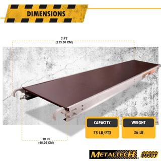 MetalTech 7 ft. x 19 in. Aluminum Scaffold Platform with Anti-Slip Plywood Deck M-MPP719AS