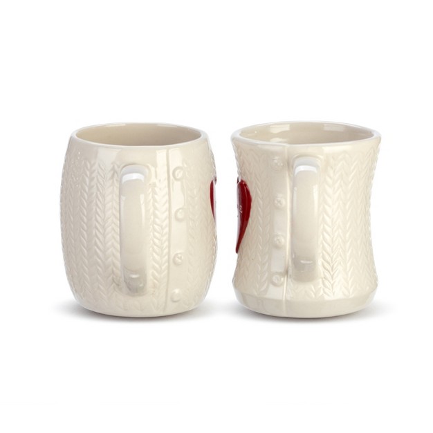 Demdaco Sculpted Knit Cuddle Snuggle Mugs Set Of 2