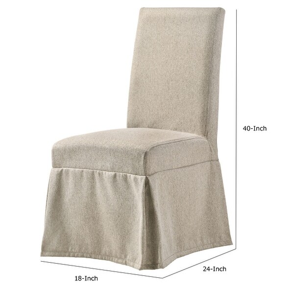 18 Inch Modern Fabric Skirted Dining Chair， Rubberwood， Set of 2， Beige