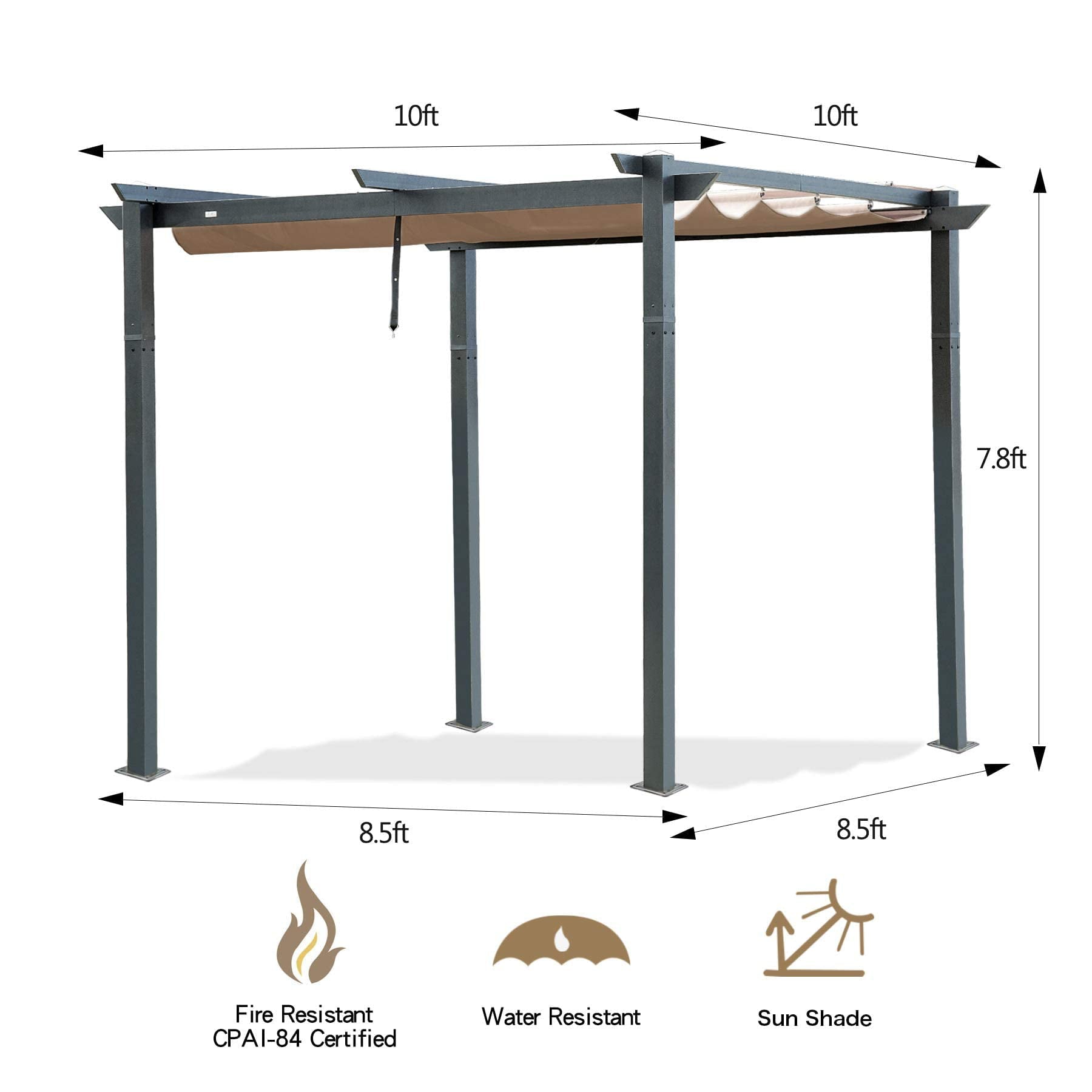 Mydepot Outdoor Living Made Easy: Retractable Pergola with Weather-Resistant Aluminum Canopy