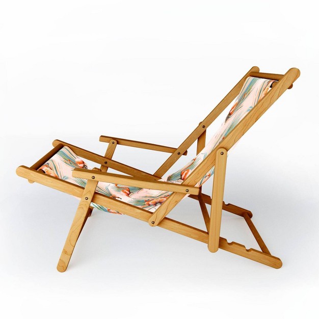 Marta Barragan Camarasa Flamingos Pattern With Cactus Sling Chair Deny Designs