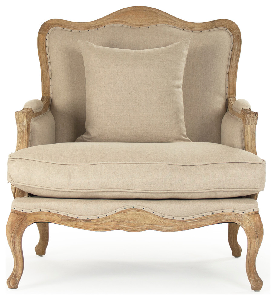 CLub Chair  Natural Linen/Jute   French Country   Armchairs And Accent Chairs   by Zentique  Inc.  Houzz