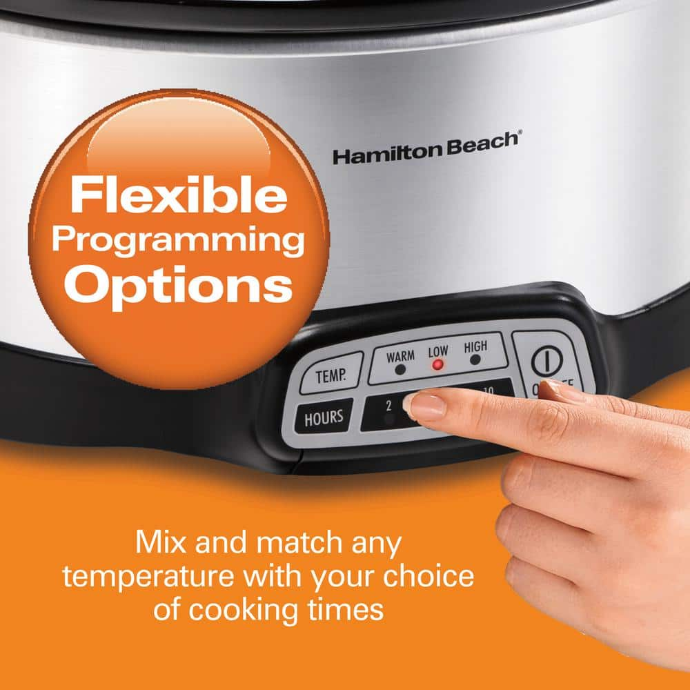 Hamilton Beach 7 Qt. Programmable Stainless Steel Slow Cooker with Built-In Timer and Temperature Settings 33473