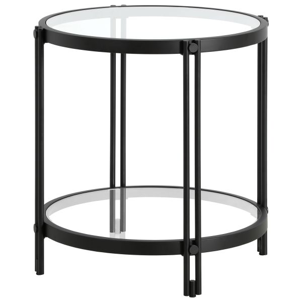 Inez 21'' Wide Round Side Table in Blackened Bronze