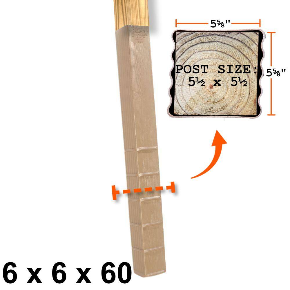 Post Protector 6 in. x 6 in. x 60 in. In-Ground Fence Post Decay Protection 6660R