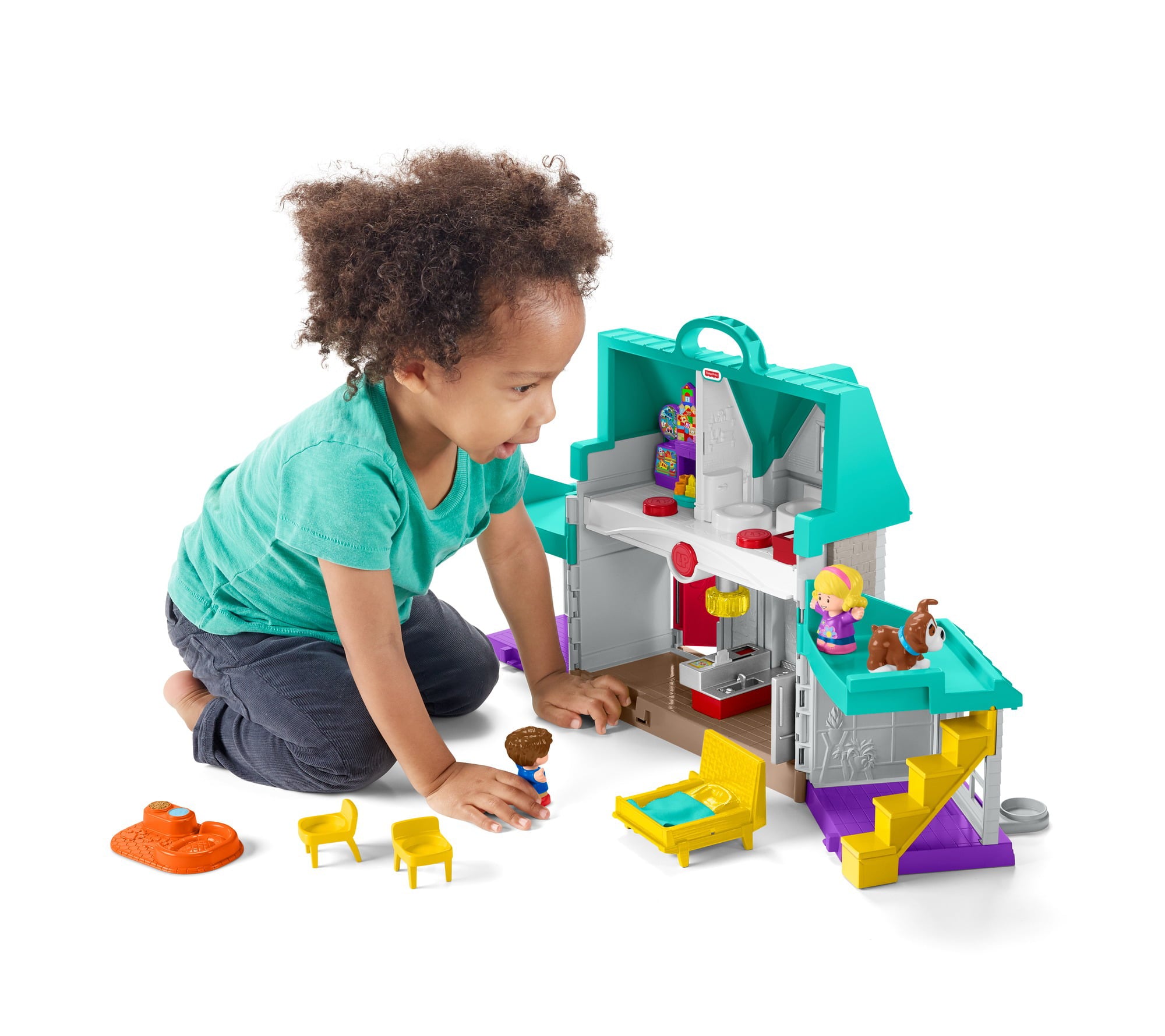 Fisher-Price Little People Toddler Playhouse, Big Helpers Home Electronic Playset, 7 Play Pieces