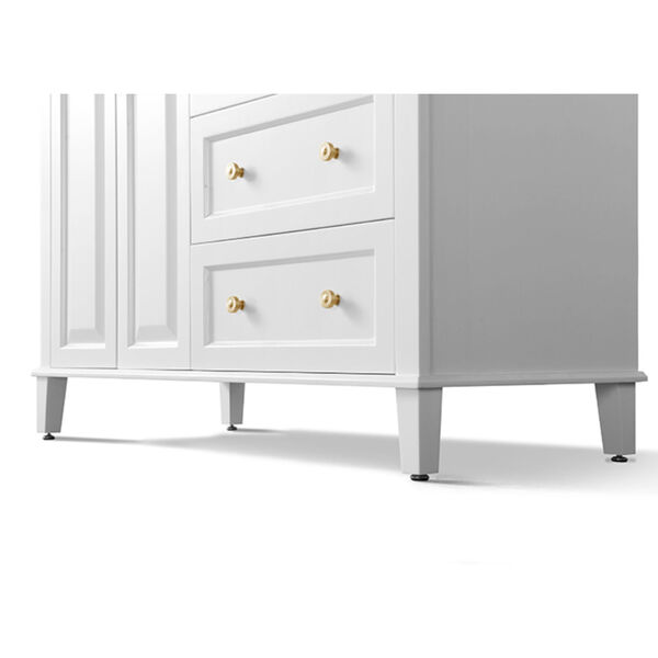 Hannah White 48-Inch Left Basin Vanity Console with Gold Hardware