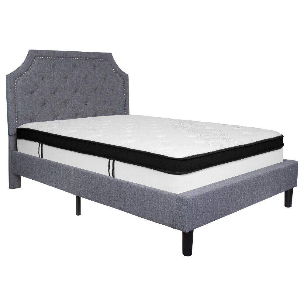 Arched Tufted Platform Bed and Memory Foam Pocket Spring Mattress