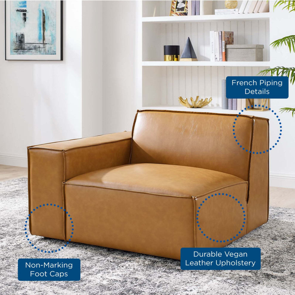 Restore Right Arm Vegan Leather Sectional Sofa Chair  Tan   Contemporary   Armchairs And Accent Chairs   by Modway  Houzz