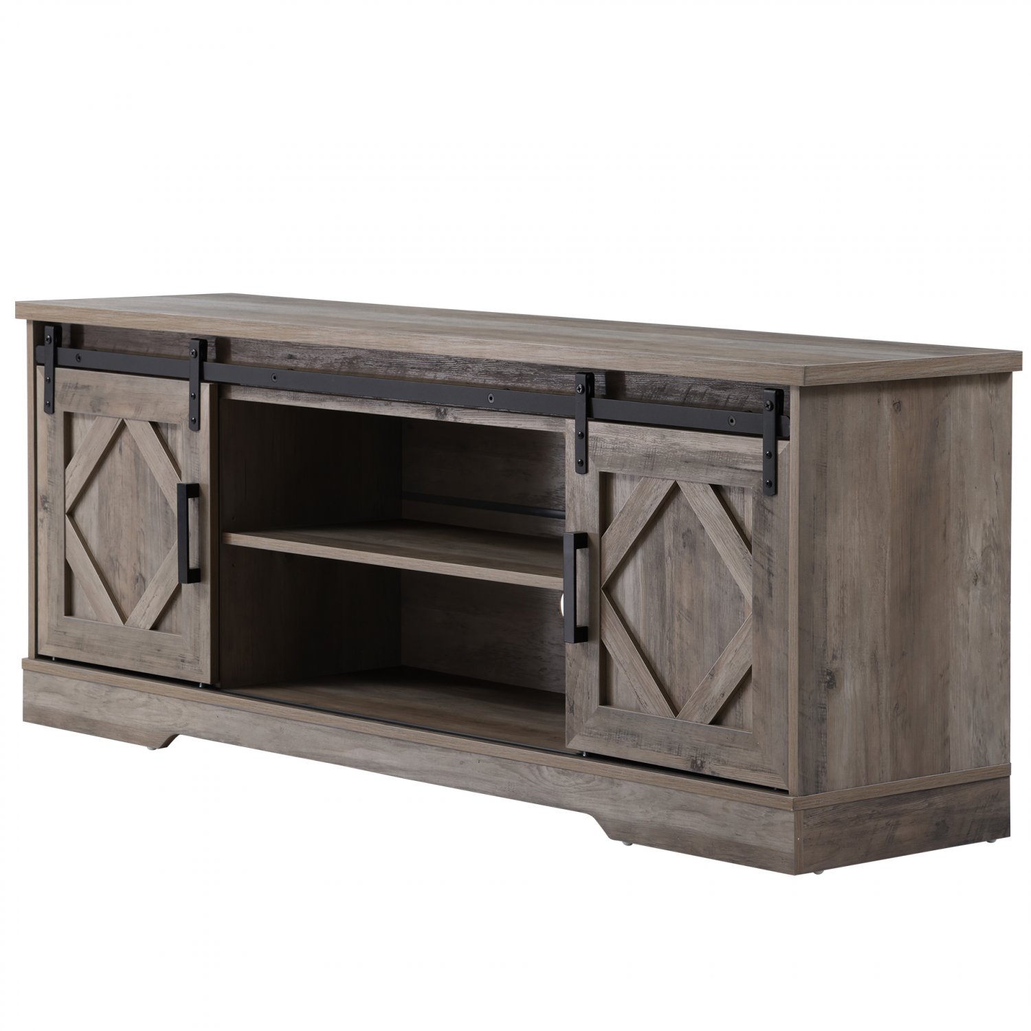 Farmhouse Tv Stand For Tv Up To 65 Barn Door Media Console Storage Cabinet In