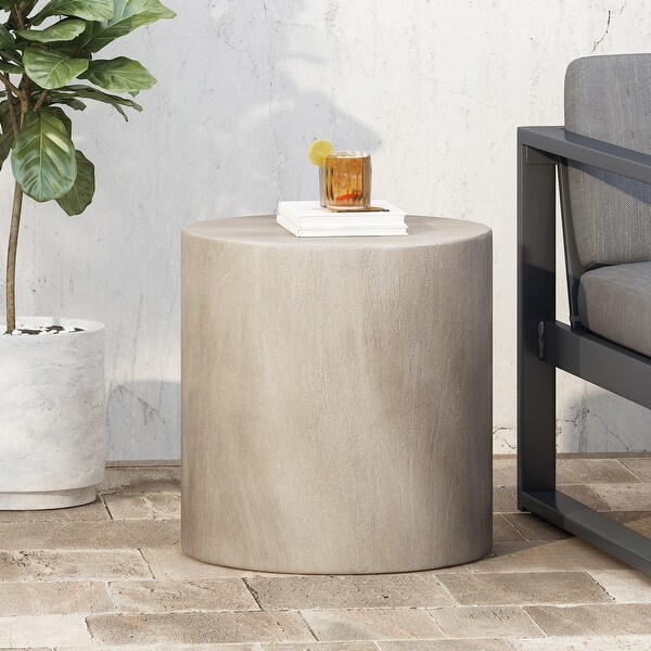 Lightweight Concrete Side Table with a Cylindrical Shape and Solid Structure