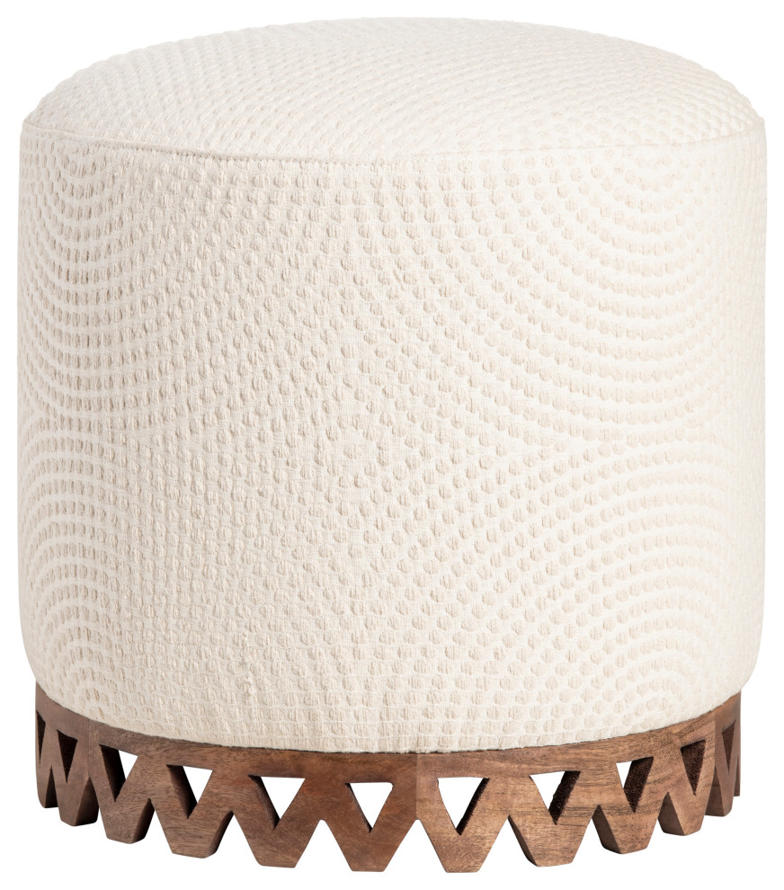 Ayah Cream Round Stool   Transitional   Footstools And Ottomans   by Crestview Collection  Houzz