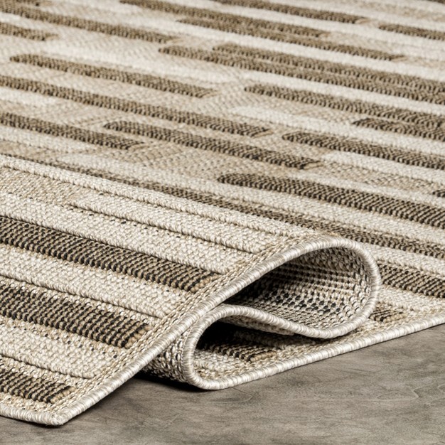 Nuloom Shana Neutral Striped Indoor outdoor Patio Area Rug