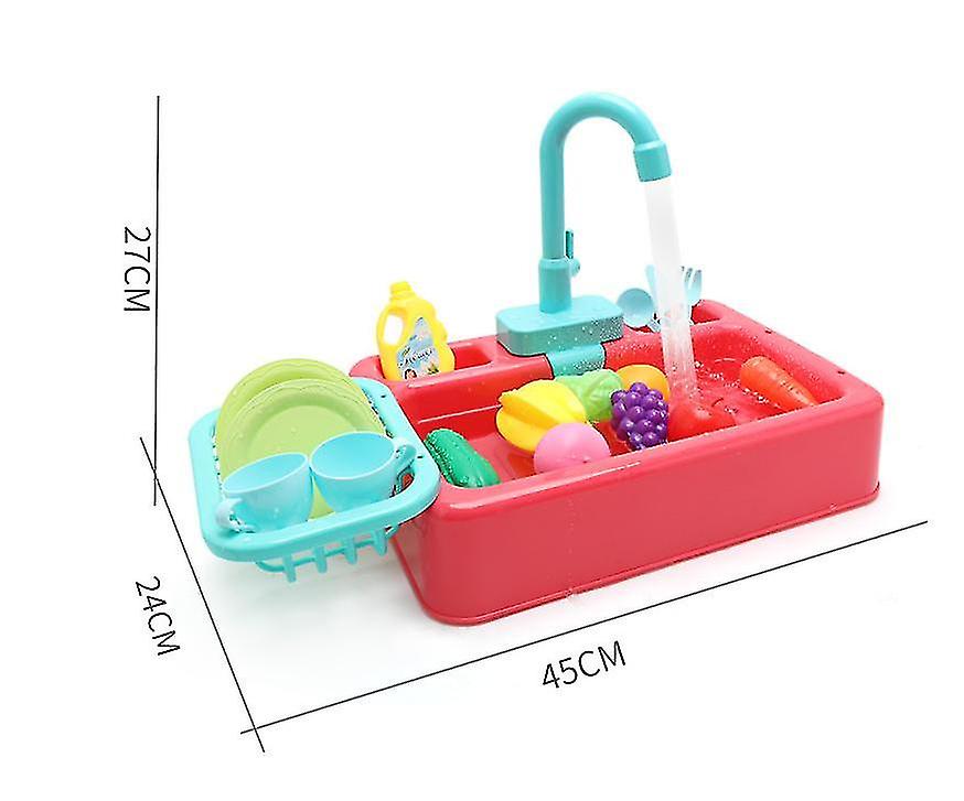 Changing Kitchen Sink Toys， Children Electric Dishwasher Playing Toy With Running Water