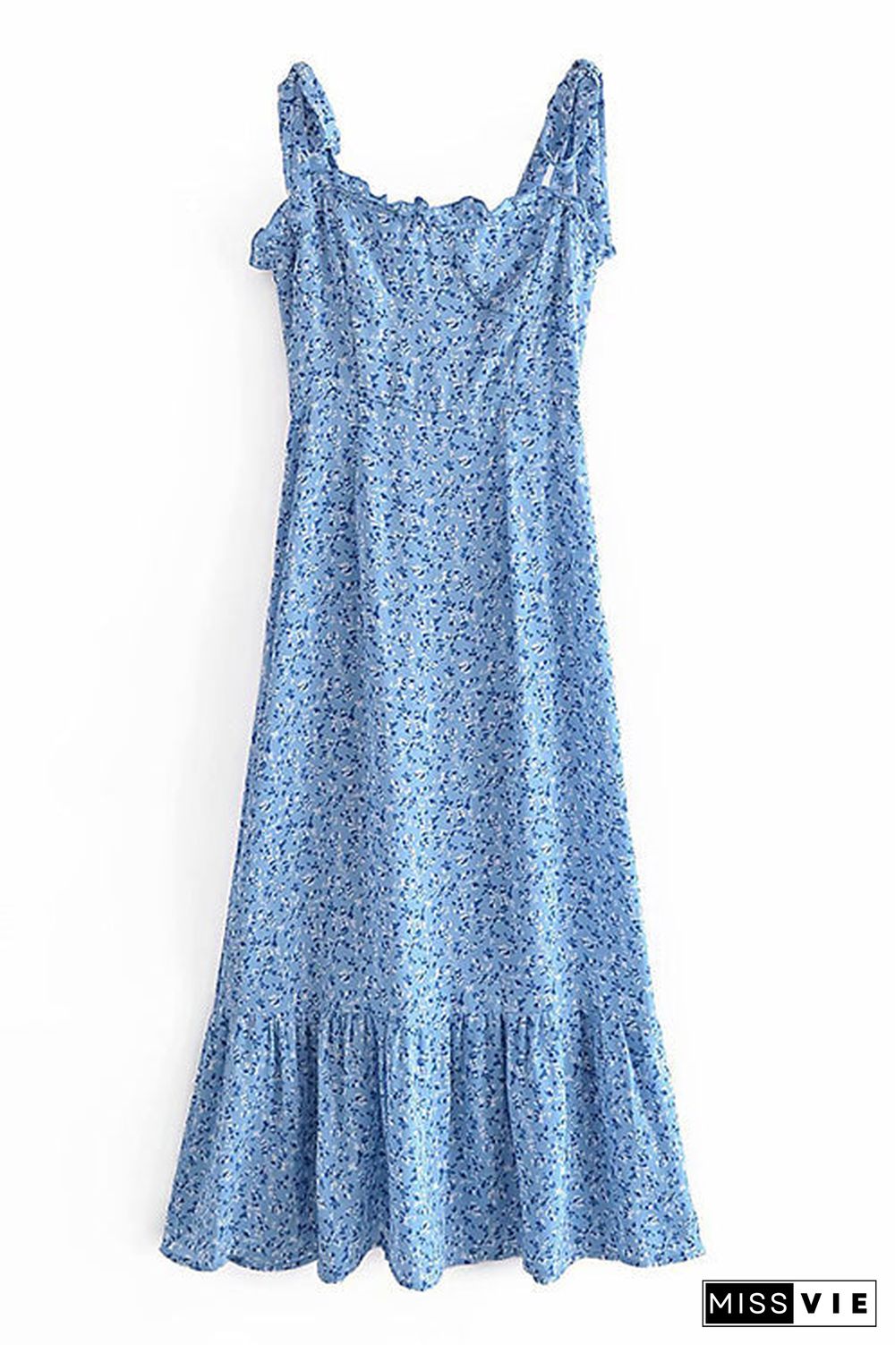 Print Tie Slip Slim Midi Dress