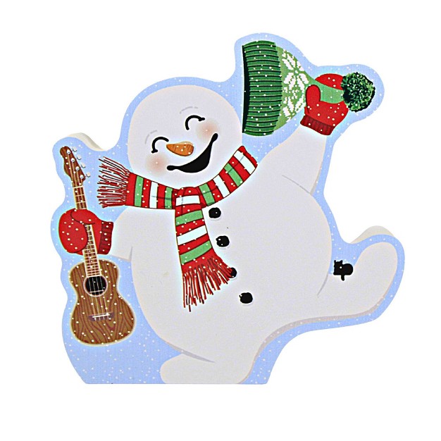 Cat x27 s Meow Village Dance To The Music Snowman One Figurine 4 25 Inches Casper Black Cat Ukulele 23121 Wood Multicolored