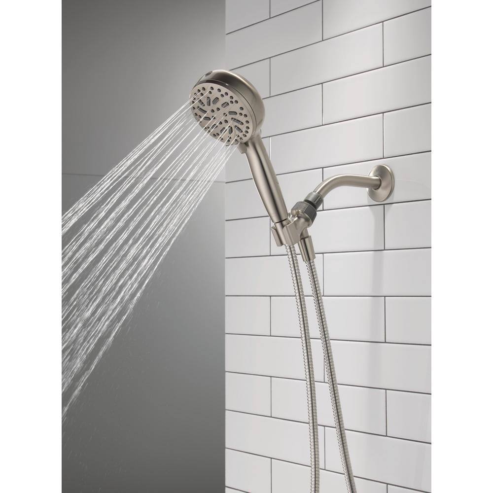 Delta 6-Spray Patterns 1.75 GPM 4.5 in. Wall Mount Handheld Shower Head in Spotshield Brushed Nickel 75740SN