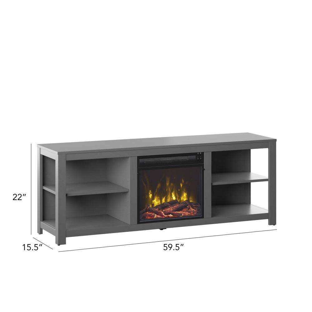 Twin Star Home 65 in. Freestanding Wooden Electric Fireplace TV Stand in Antique Gray 18MM6794-PG22S