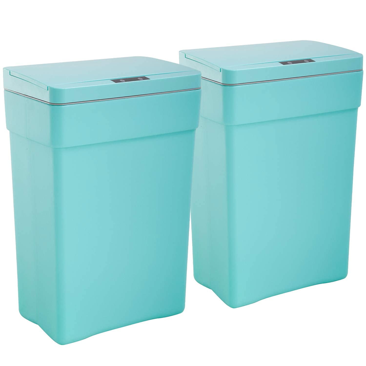 Furinno Smart Trash Can with Automatic Touch Free Lid， 13 Gallon / 50 Liter， Set of 2， Blue