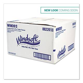 Windsoft 3.4 in. W x 1000 ft. L White Septic Safe Jumbo-Roll Toilet Paper 2-Ply (12-RollsCarton) WIN202