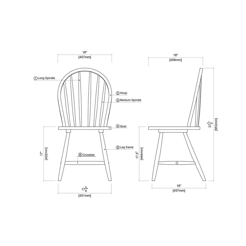 Boraam Farmhouse White and Natural Wood Dining Chair (Set of 2) 31316