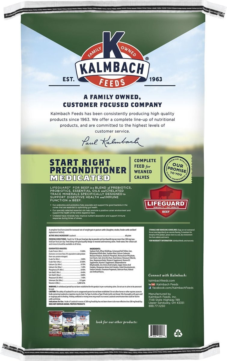 Kalmbach Feeds Start Right Preconditioner Cattle Feed， 50-lb bag