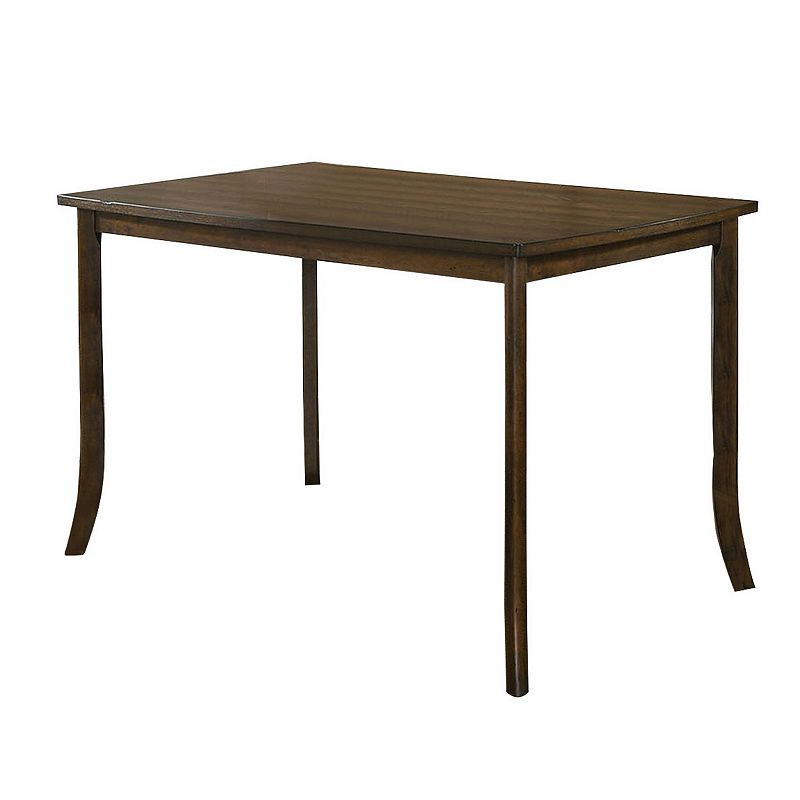 Rectangular Wooden Top Counter Height Table with Saber Legs， Brown