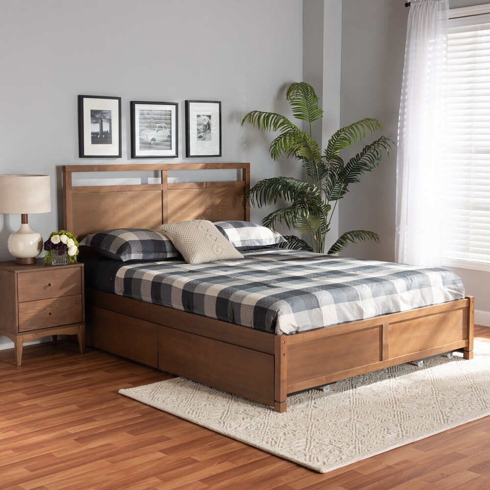 Saffron Modern   Contemporary 4 Drawer Storage Wood Platform Bed