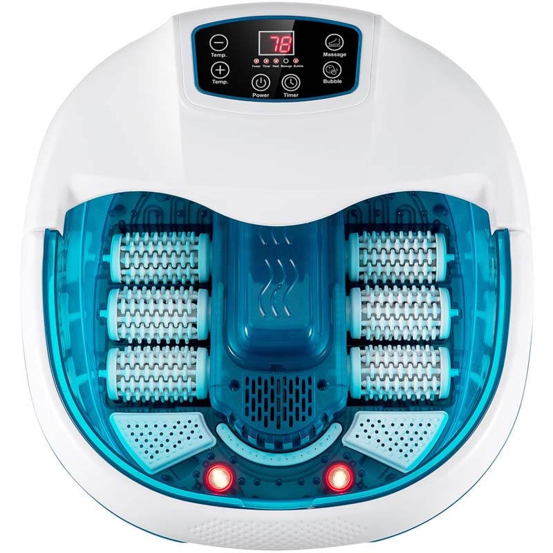 Heated Foot Spa Bath Massager with Bubbles & Rollers, Electric Foot Soaker Tub for Fatigue Release