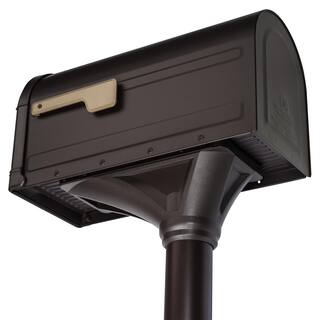 Architectural Mailboxes Roxbury Rubbed Bronze Large Steel Post Mount Mailbox and Premium Steel Post Combo 7980RZ