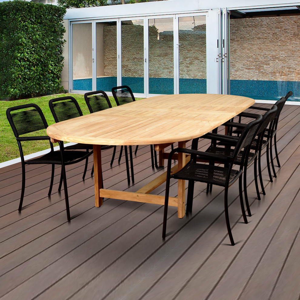 International Home Amazonia 9 Piece Extendable Patio Dining Set   Tropical   Outdoor Dining Sets   by Homesquare  Houzz