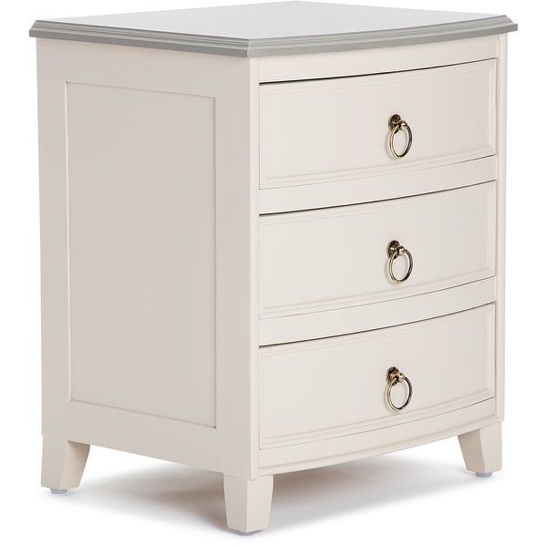 Finch Charleston End Table Nightstand with Drawers， Cream White/Gray