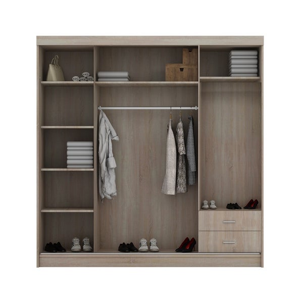 Hicksville Modern Wooden Wardrobe - Armoire - 99 Inch Wide - - 36337942