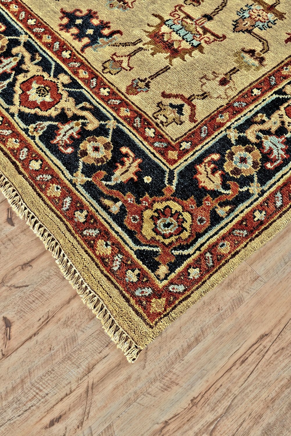 Alden Hand Knotted Gold and Rust Rug by BD Fine