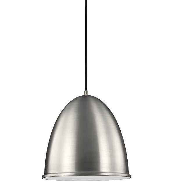 Sea Gull Lighting Hudson Street 1 Light Satin Aluminum Pendant