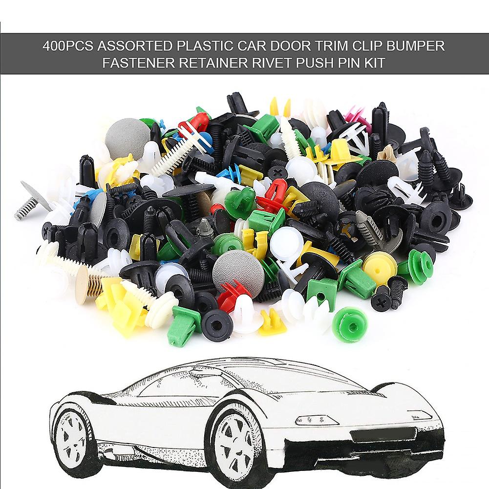 400pcs Assorted Plastic Car Door Trim Clip Bumper Fastener Retainer Rivet Push Pin Kit