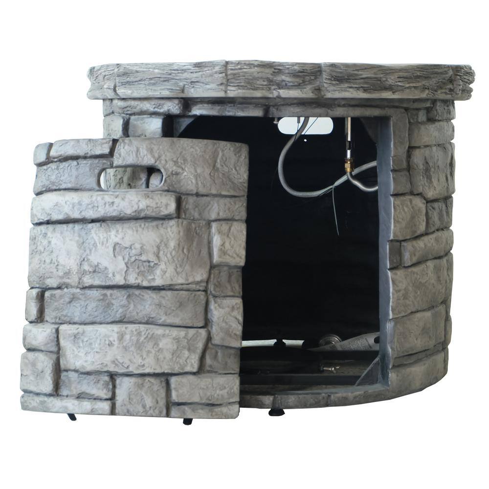 Noble House Xiomara 30 in. x 24 in. Circular MGO Propane Fire Pit in Grey 17025