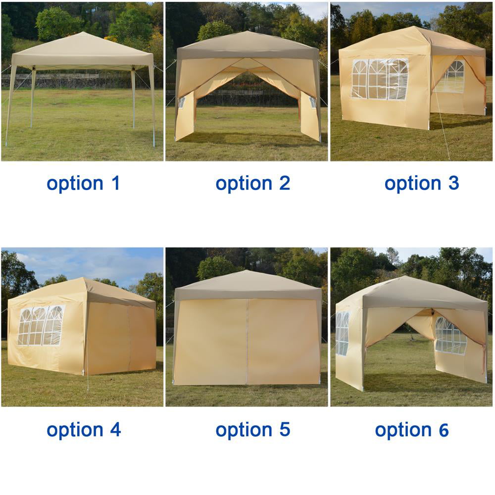 UBesGoo 10'x 10' Khaki EZ Pop UP Party Tent Outdoor Canopy Folding Gazebo W/Carry Bag | Khaki