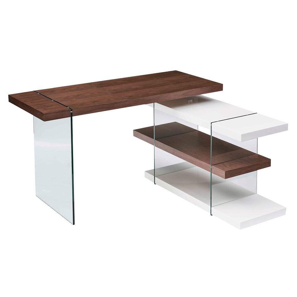 SEI Furniture Inglis Contemporary Brown Wooden L Shaped Desk