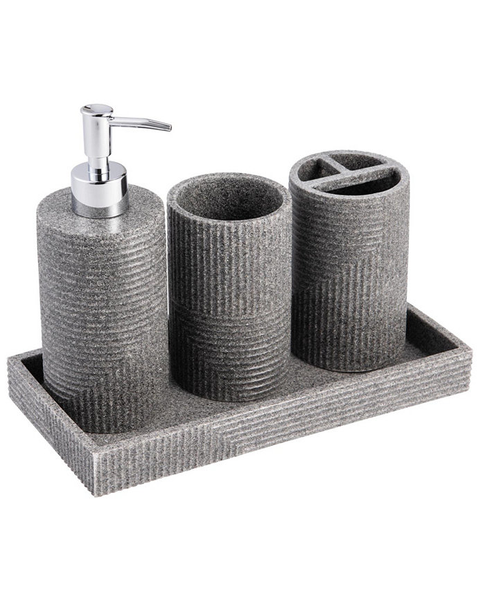 KRALIX 4pc Sedona Stone  Resin Sand Effect Bath Accessory Set