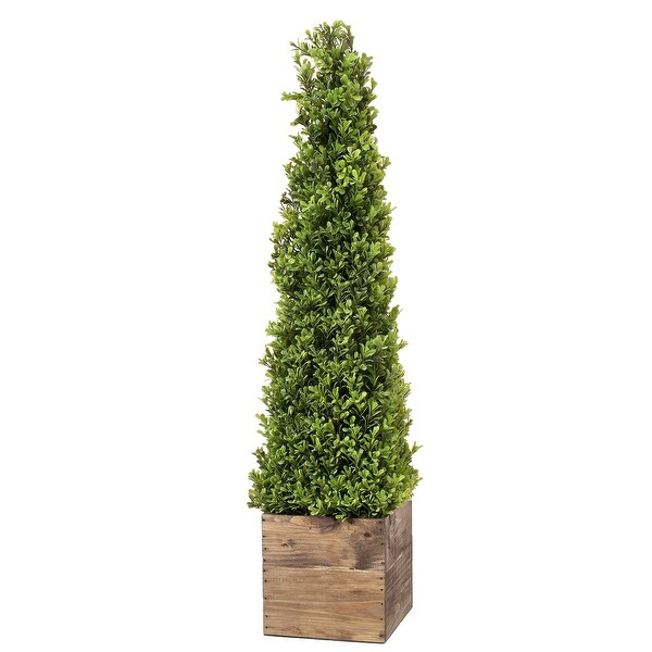 Plastic Spring Boxwood Obelisk In Wood 36