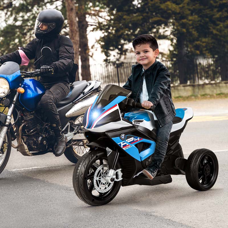 12V Licensed BMW Kids Ride on Motorcycle 3 Wheel Battery Powered Electric Riding Toy Trike with Light & Music