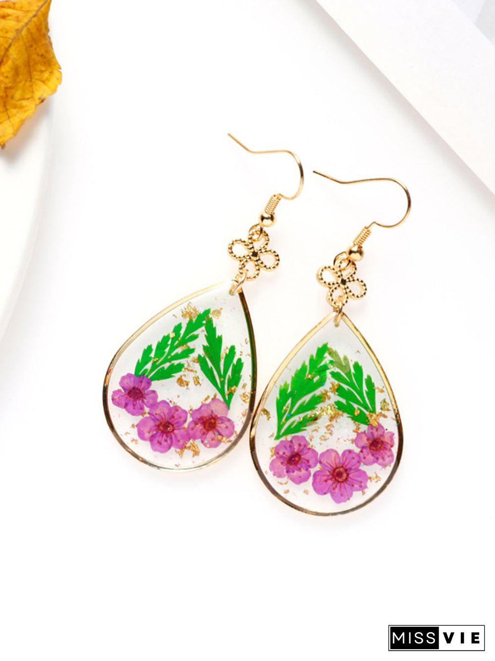 Forget-me-not Resin Gold Foil Earrings