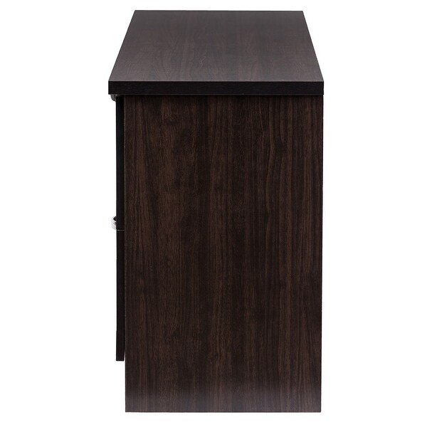 Adelino 63 Inches Dark Brown Wood TV Cabinet with 4 Glass Doors and 2 Drawers