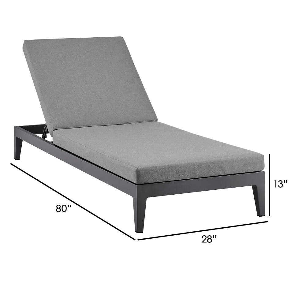 Jax 80 Inch Patio Adjustable Chaise Lounge Chair  Aluminum Frame  Dark Gray   13 H x 28 W x 80 L Inches