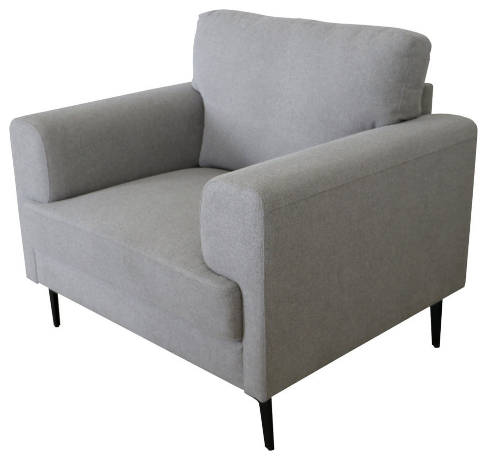 Benzara BM250339 Chair With Fabric Upholstery and Sleek Metal Legs  Gray   Midcentury   Armchairs And Accent Chairs   by Uber Bazaar  Houzz