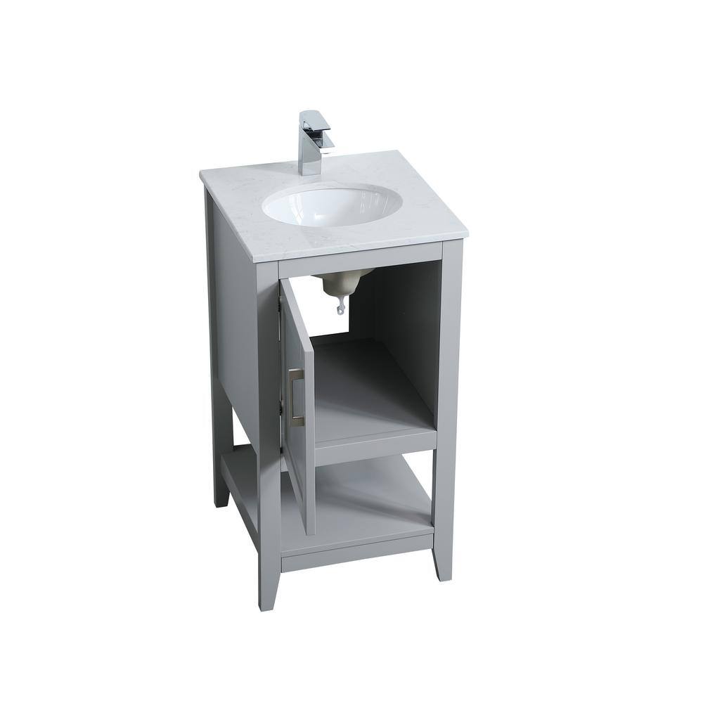 Timeless Home 18 in. W x 19 in. D x 34 in. H Single Bathroom Vanity in Grey with Calacatta Quartz TH32018Grey