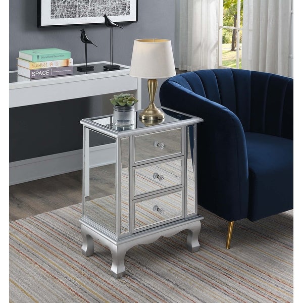 Silver Orchid Talmadge 3-Drawer Mirrored End Table